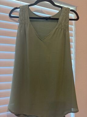 Papermoon Olive Green V-Neck Shirred Shoulder Camisole